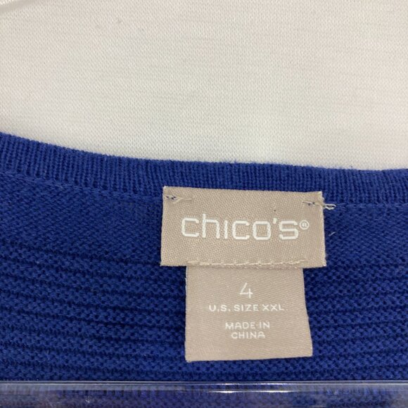 Chico's size XXL/4 Multi Color Striped Knit Crew Neck 3/4 Sleeve Sweater - Picture 2 of 9